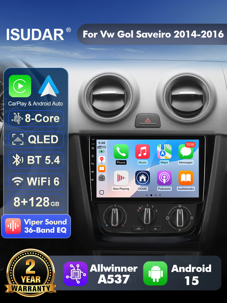 Android Head Unit 6Gb 128Gb - ISUDAR T57, autoradio Android 15 pour