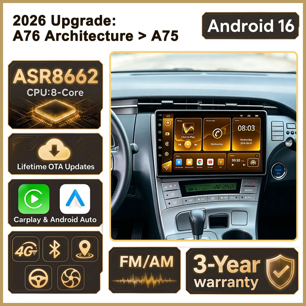 Car Radio Gps Navigation 10 Inch - Cortex-A76 Octa-Core Android 16 pour Toyota
