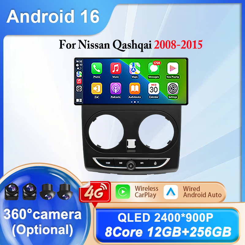 Android Auto Head Unit 12.3 Inch - Pour Nissan Qashqai 2008-2015, autoradio Android
