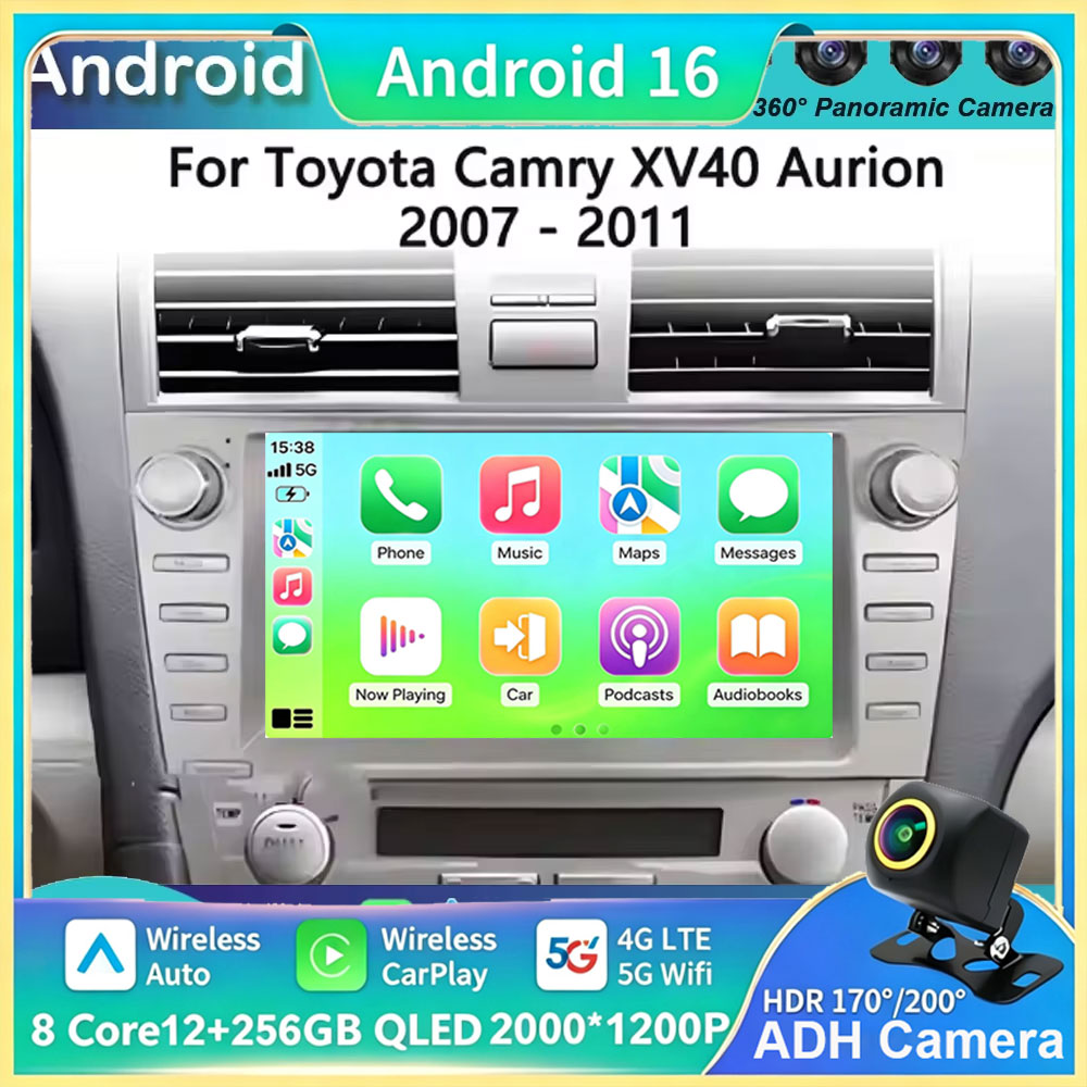 Android Car Stereo 2 Din 8 Core - Carplay Auto Android 16 pour Toyota
