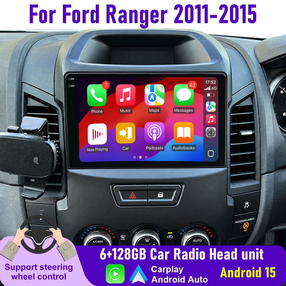 Android Head Unit 6Gb 128Gb - Autoradio Android 15.0 9 pouces pour